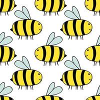 Biene nahtlose Muster handgezeichnete Gekritzel. Minimalismus. Tiere, süßer Babydruck, Tapete, Textildekor vektor