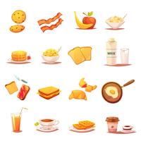 Klassiska frukostelementen Retro ikoner Set vektor
