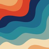 retro 70- och 80-tals färgpalett från mitten av århundradet med minimalistisk abstrakt konst havsvågor vektor