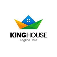 König Krone Haus Farbverlauf Logo Design vektor