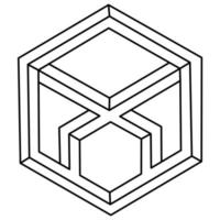 optisk illusion form, geometrisk figur, omöjlig hexagon. optiska konstobjekt. helig geometri. vektor