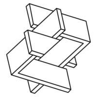 omöjlig optisk illusion form. op art objekt. helig geometri. omöjliga siffror. linjekonst. vektor