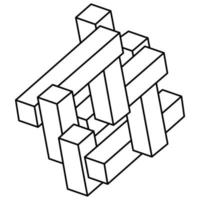 Formen der optischen Täuschung, unwirklicher geometrischer Objektvektor. unmögliche Figur. Heilige Geometrieform. vektor