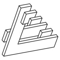 optisk illusion form, overklig geometrisk objekt vektor. omöjliga siffror. heliga geometriska former. optisk konst. linjekonst. vektor