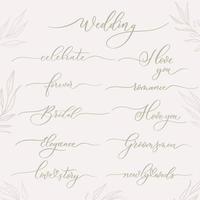 kalligraphische Hochzeitsinschriften - feiern, für immer, Romantik, Trauzeugen, Eleganz, Liebesgeschichte, liebe dich. vektor