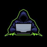 hacker e sport logotyp stil vektor