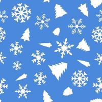 seamless mönster med julgran och snöflinga vektor