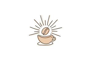 solen soluppgång morgon kaffe mugg café restaurang butik logotyp design vektor