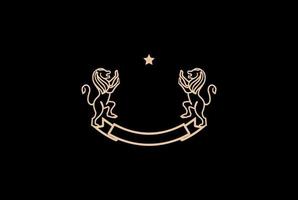 gyllene kungliga klassiska tomma lejonsköld ram badge emblem logotyp design vektor