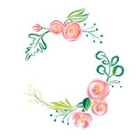 Gullig vår Akvarell Vector Blomsterkrans med plats för text. Konst isolerad illustration för bröllop eller semesterdesign, Handdragen färgrosor