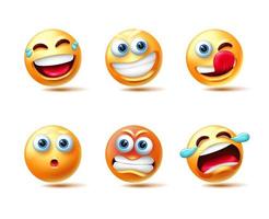 uttryckssymbol tecken vektor uppsättning. emojis 3d-karaktär i ansiktsuttryck som att skratta, arg och gråta efter uttryckssymboler. vektor illustration