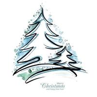 schönes künstlerisches weihnachtsbaumkartendesign vektor