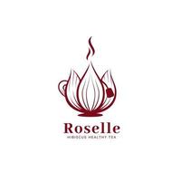 Roselle Hibiskusblüte gesunder Tee Logo Symbol Vorlage vektor