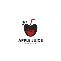 gesundes rotes Apfelsaft-Logo-Symbol, Apfelfruchtgetränk mit Strohhalm-Symbol-Logo vektor