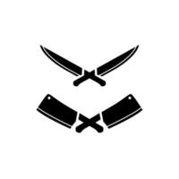 Gekreuztes Messer und Metzgermesser-Logo-Symbol-Symbol-Vorlage vektor