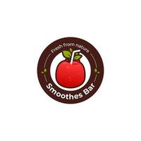 rotes Apfelfruchtsaft-Bar-Logo, rotes frisches Smoothies-Logo-Symbol vektor