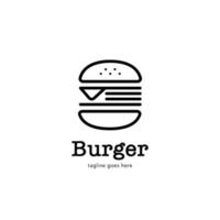 hamburgare logotyp med enkel linje stilikon vektor