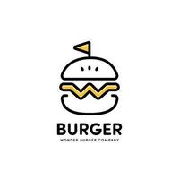 undrar hamburgare brev med hamburgare logotyp ikon linje stilmall vektor