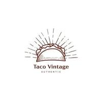 taco nacho logotyp i vintage gammal stil ikonillustration vektor