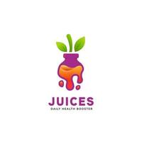 saftig och hälsosam frukt pressad flaska juice logotyp inuti lila flaska i flytande droppform ikon logotyp illustration vektor