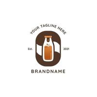 kallbryggt pressad flaska kaffe logotyp badge ikon mall vektor