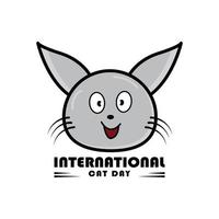 internationella kattdagen ikon med text. katt symbol. design mall vektor