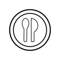 Restaurantsymbol, Löffel- und Messerliniensymbol. Designvorlagenvektor vektor