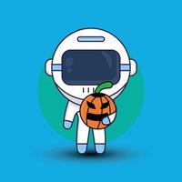 Astronaut mit Halloween. Cartoon Charakter Abbildung flachen Stil. geeignet für Halloween-Illustration, Druckdesign usw. Designvorlagenvektor vektor