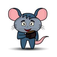 Illustration Cartoon Charakter süße Maus mit Kaffeetasse. Abbildung flachen Stil. geeignet für Druckdesign, Kinderbuch, Kinder-T-Shirt usw. Designvorlagenvektor vektor