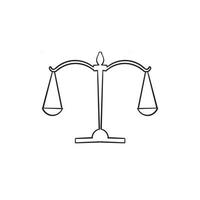 Gerechtigkeit Symbol Balance Illustration mit handgezeichnetem Doodle-Stil vektor