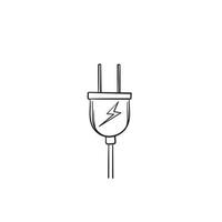 Elektrisches Steckervektorsymbol mit handgezeichnetem Gekritzel isoliert auf weißem Hintergrund vektor