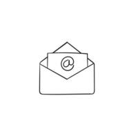 öppet kuvert handritad linjepostsymbol för e-post, webbdesign, mobilapplikation, ui. vektor