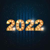 2022 guten Rutsch ins Neue Jahr Goldtext auf blauem Hintergrund für Grußkarten. Vektor-Illustration. vektor