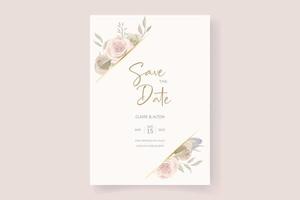 vackra handritade rosor bröllop inbjudningskort set vektor