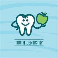 Zahnarztzahn und ein grüner Apfel. Vektorlogo der Zahnklinik. vektor