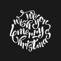 wir wünschen frohe weihnachten. Vintage Weihnachtsbeschriftung auf schwarzem Hintergrund mit Typografie vektor