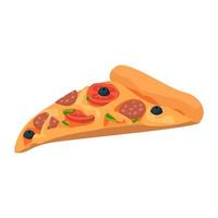 realistisk pizza med pepperoni och olika typer av såser och ost - vektor
