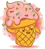 süße Eiscreme kawaii Zeichentrickfigur
