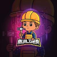 das Builder-Maskottchen esport-Logo-Design vektor