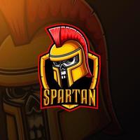 spartansk skalle maskot e sport logotypdesign vektor