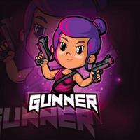 Gunner Girl Maskottchen Esport Logo-Design vektor