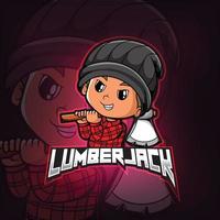 Lumberjack maskot esport logotypdesign vektor