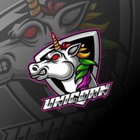 unicorn e sport gaming maskot logotyp vektor