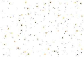 Weihnachtshintergrund mit goldenen und silbernen Sternen. Silber- und Goldsternfeier-Konfetti. vektor