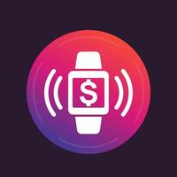 Zahlung mit Smartwatch, Symbol für kontaktloses Bezahlen, Vektorillustration vektor