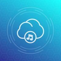 Musik in Cloud-Liniensymbol, Piktogramm, Vektorillustration vektor