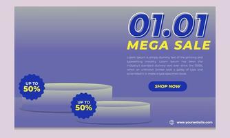 01.01 Mega Sale Design Hintergrund für Verkauf Banner vektor