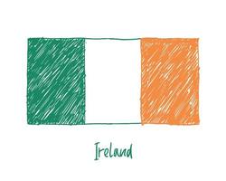 Irland flagga markör eller pennskiss illustration vektor