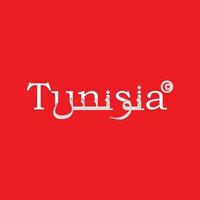 tunisiens logotypdesign på engelska och arabiska ord i en design vektor