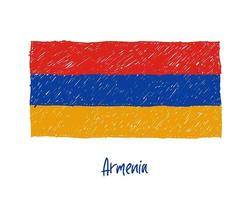 Armenien-Flaggenmarker oder Bleistiftfarbskizze vektor